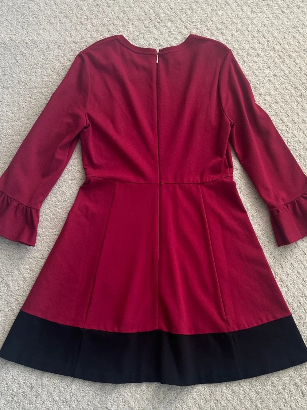 Kate Spade Colorblock Bell Sleeve Ponte Dress Cranberry L Cocktail Party Preppy